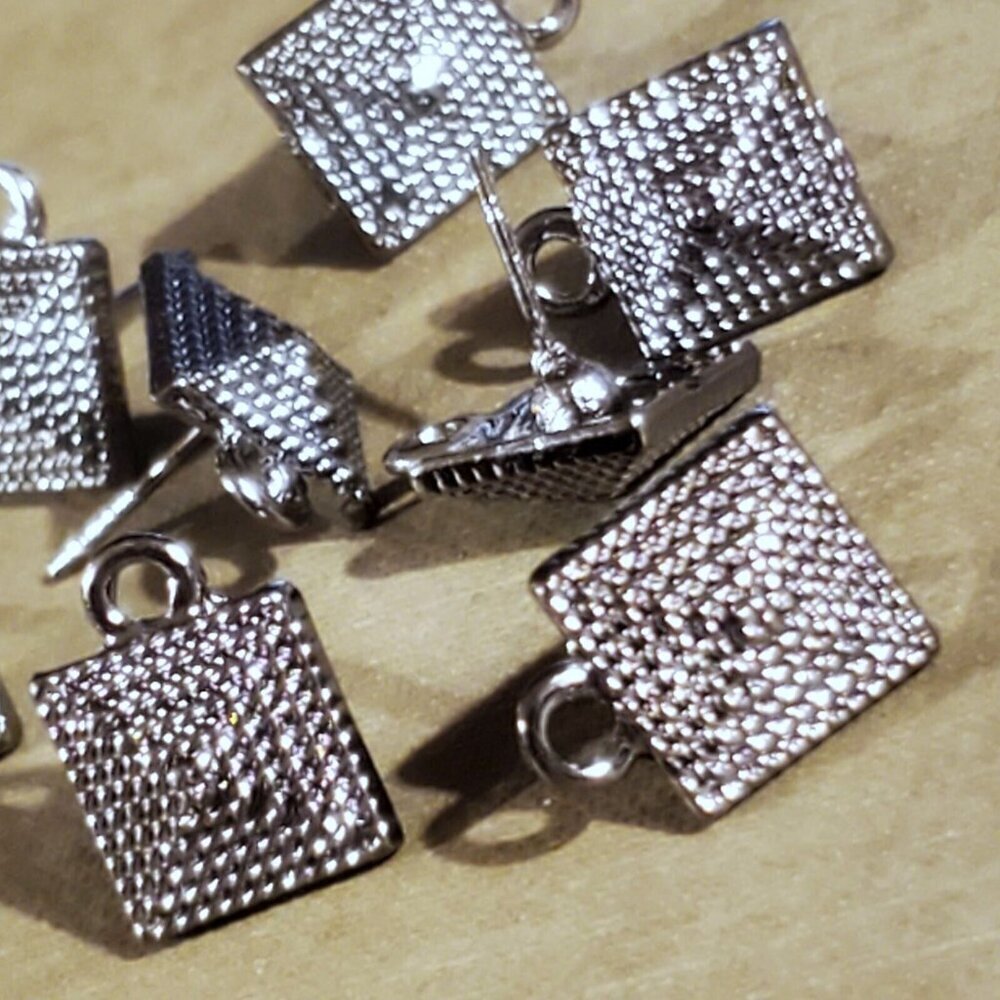 Avant Garde Gunmetal Black Egyptian Pyramid Dotted Earring Post Findings 10pcs